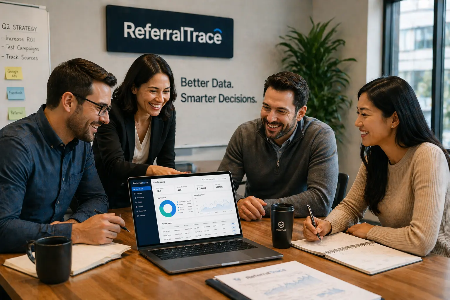 Dealership marketing team reviewing advertising attribution reports